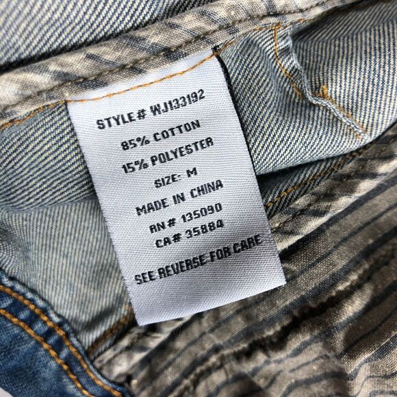 White Crow Distressed Denim Jean Jacket Fade Stars Stripes Womens Size Medium - Picture 7 of 13